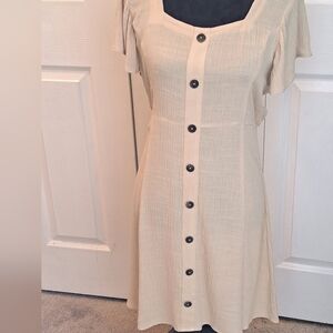 Peace & Pearls Cream Midi Dress    Size S